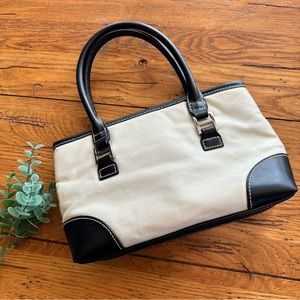 Charter Club Canvas Cream and Black Handbag Purse
